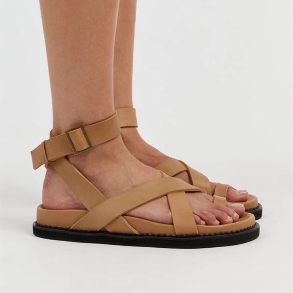 The Bali Tailor Dissh Tan Ankle Strap Sandals